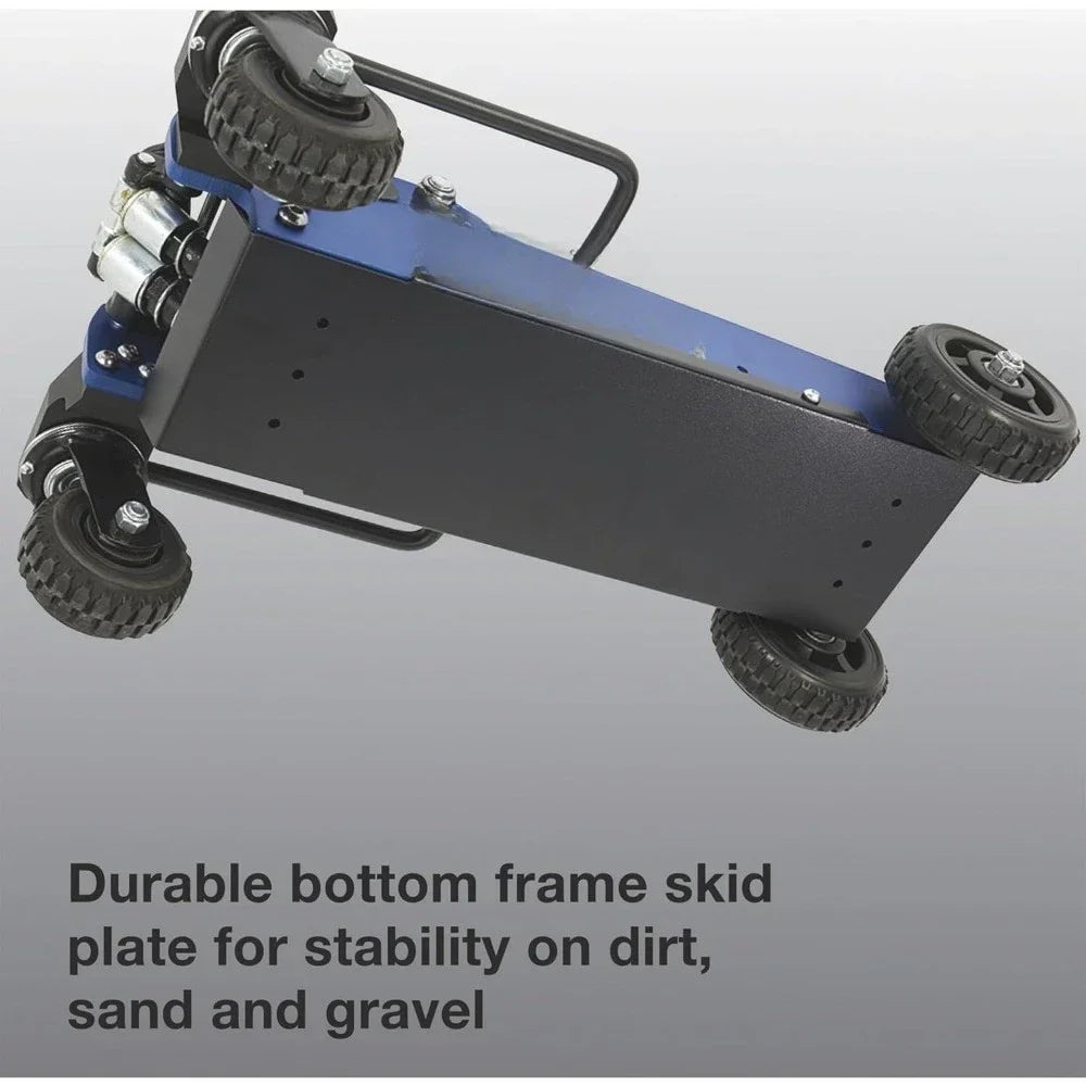 Offroad Jack with High-Lift Design and Heavy-Duty Rear Swivel Casters-