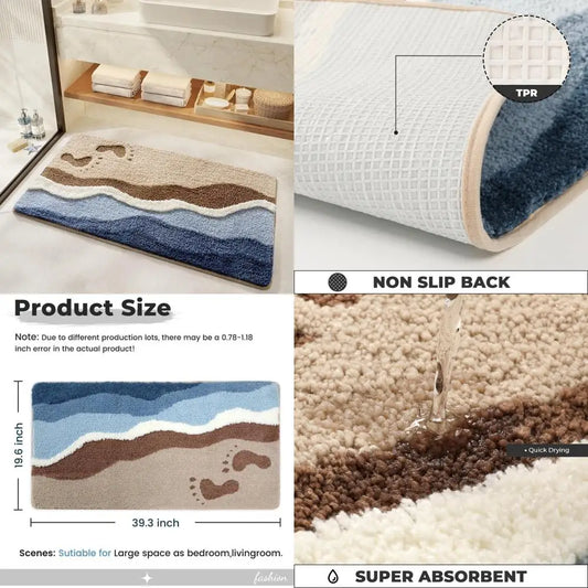Ultra-Absorbent Fluffy Bath Rug - Machine Washable
