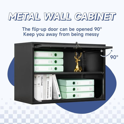 Secure Metal Wall Cabinet with Locking Door and Adjustable Shelf