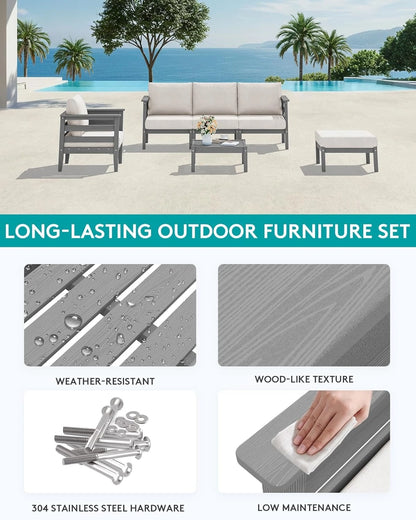Patio Furniture Set, 6 Pieces Outdoor Sectional Sofa Set