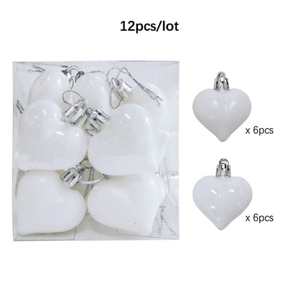 12Pcs Love Heart Christmas Balls Ornament Red Gold Plastic Balls