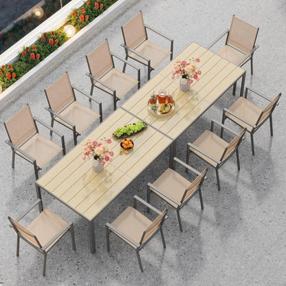 Patio Dining Set 7 Pieces Outdoor Furniture with Large Table and 6 Textilene Chairs