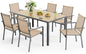 Patio Dining Set 7 Pieces Outdoor Furniture with Large Table and 6 Textilene Chairs