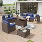 8 Piece Patio Furniture Set with 44” Fire Pit Table