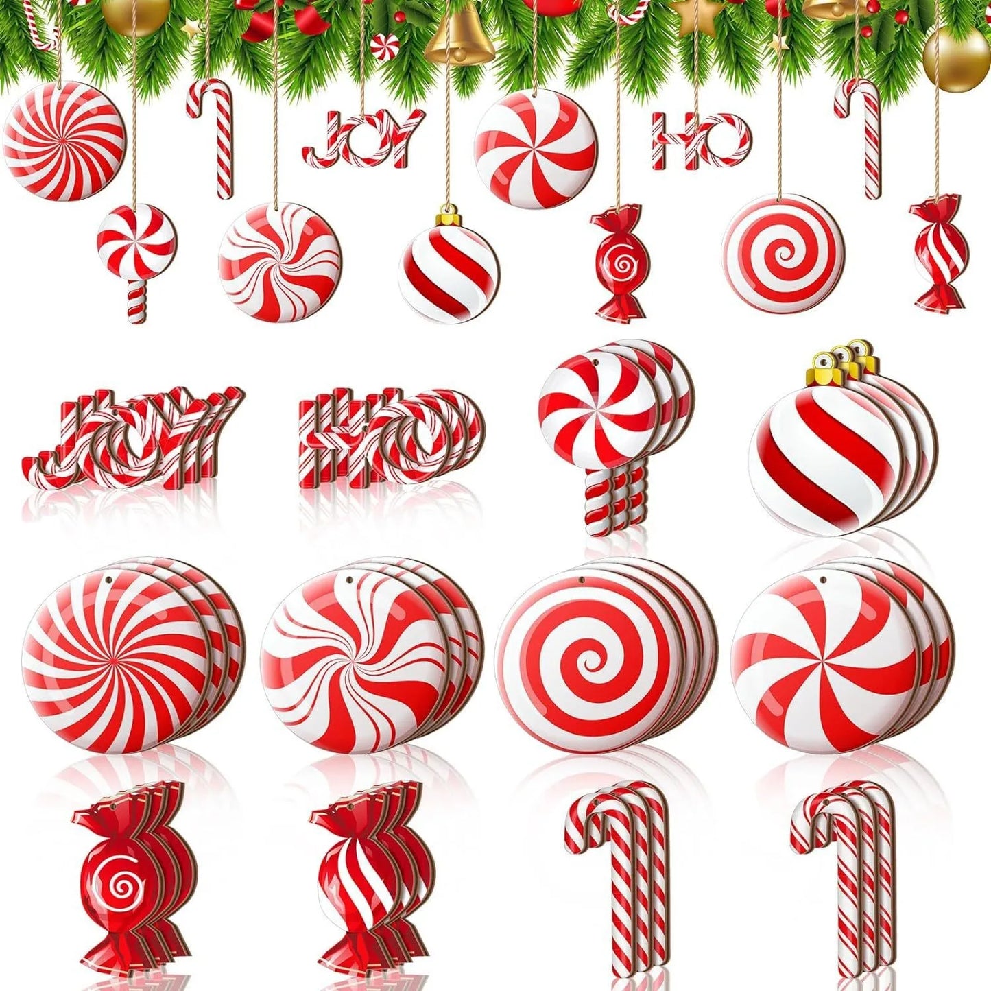 12PCS Wooden Christmas Candy Hanging Ornaments