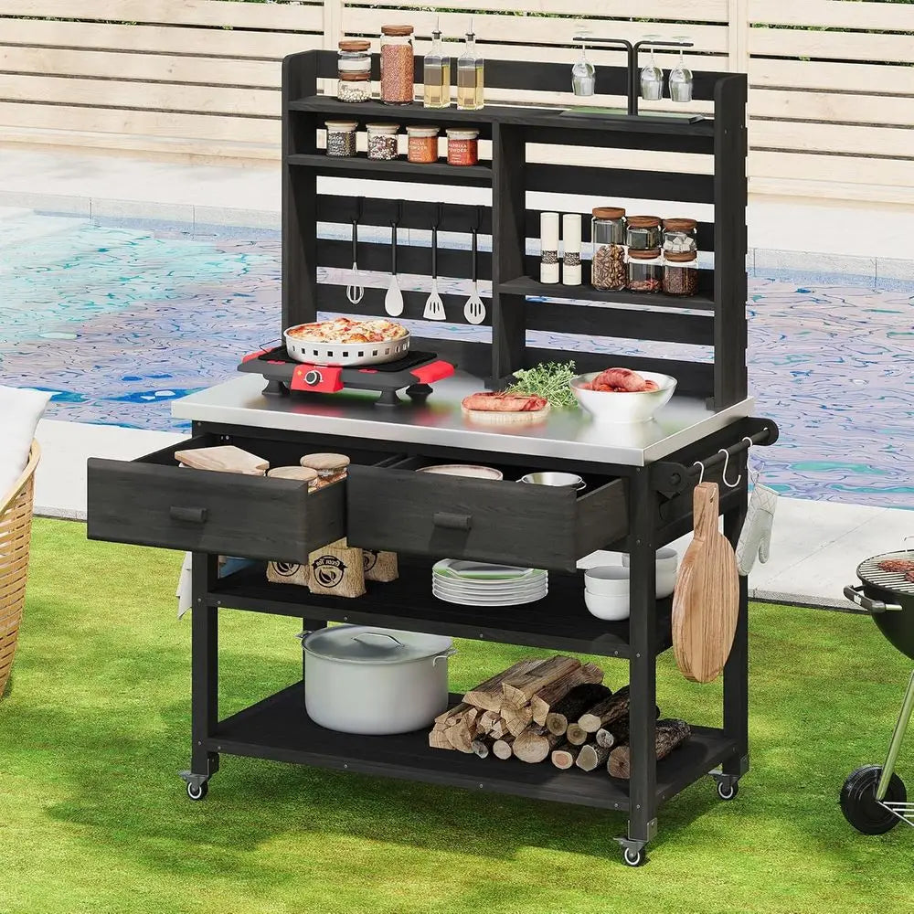 Heavy-Duty 64 Outdoor Potting Bench with Lockable Wheels