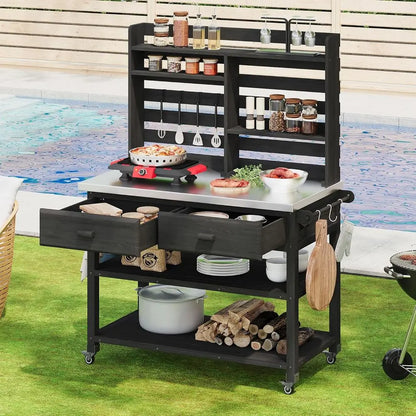 Heavy-Duty 64 Outdoor Potting Bench with Lockable Wheels