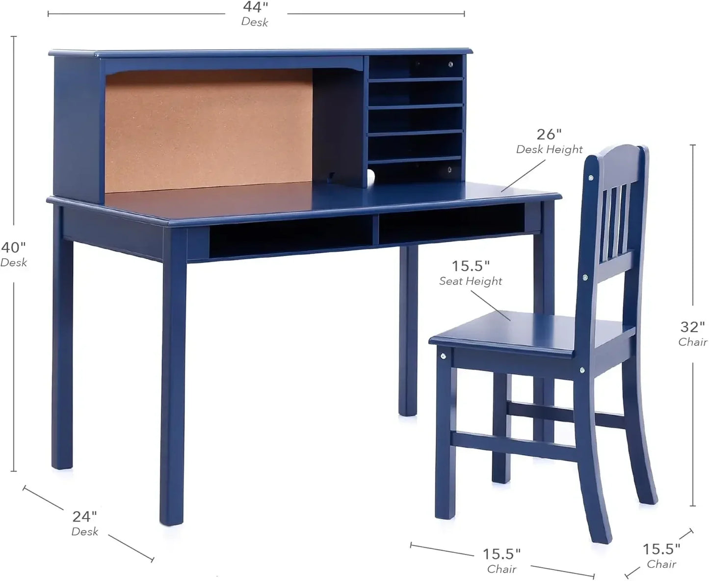 Kids Media Desk and Chair Set - Navy: Student's Workstation