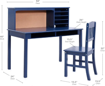 Kids Media Desk and Chair Set - Navy: Student's Workstation