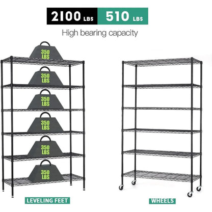 18x48x72 Inch Commercial Wire Shelving Unit with Wheels