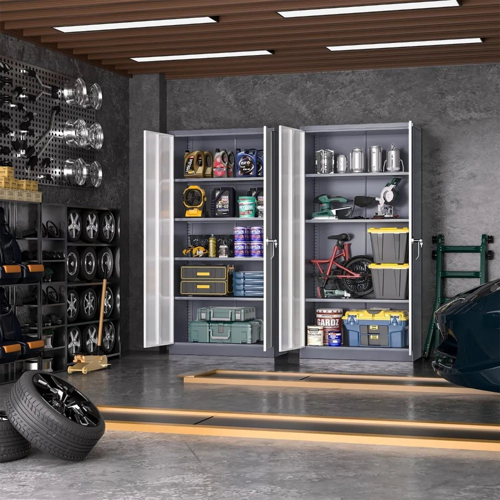 Lockable Steel Storage Cabinet with 4 Adjustable Shelves