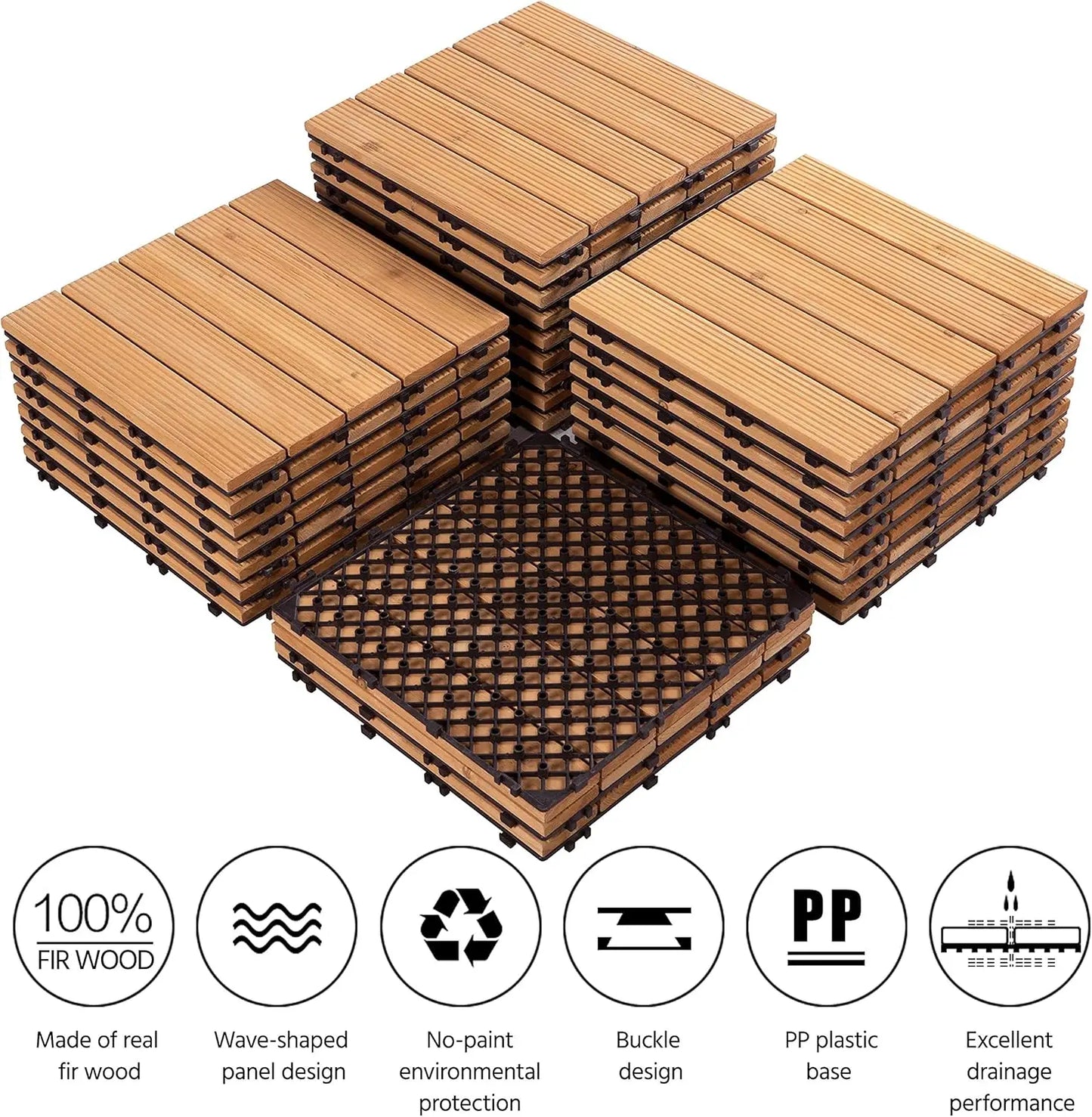 27PCS Interlocking Patio Deck Tiles Outdoor Flooring