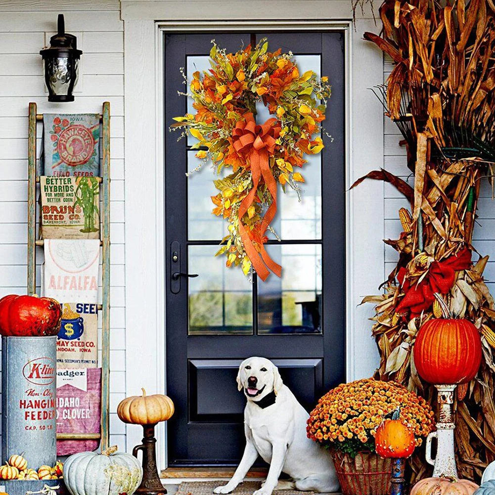 Thanksgiving Farmhouse Wreath Autumn Scene Decor