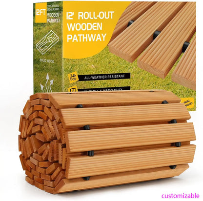 12FT Roll Out Wooden Pathway Weather-Resistant 17" W