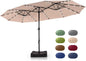 15 ft Rectangle Patio Umbrella with Solar Lights and Base Included