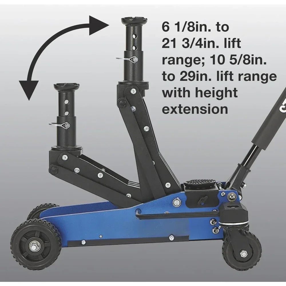 Offroad Jack with High-Lift Design and Heavy-Duty Rear Swivel Casters-