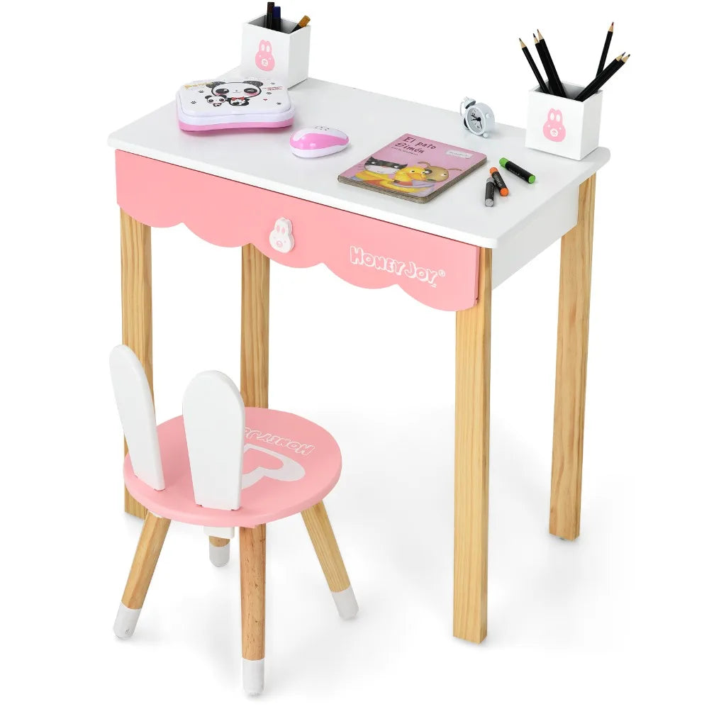 Kids Vanity Set w/ Mirror w/ Detachable Top White