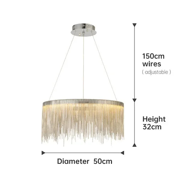 Led Ceiling Chandelier Gold Chains with Remote