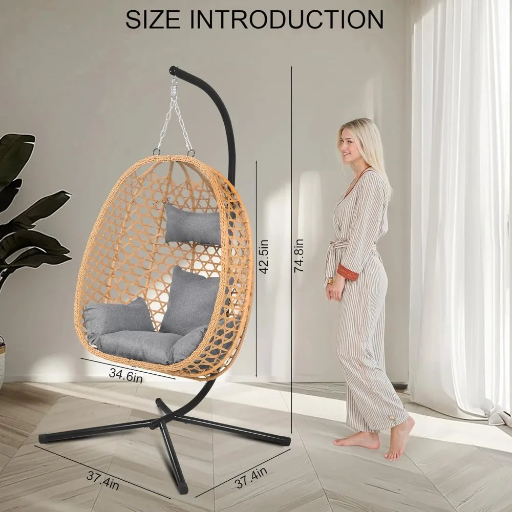 Hanging Egg Chair with Stand & Cushions