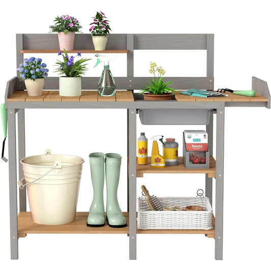 Outdoor Garden Potting Bench Table with Sink