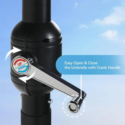 15 ft Rectangle Patio Umbrella with Solar Lights and Base Included