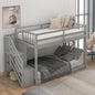 Twin Over Twin Bunk Bed with Stairs,Wood
