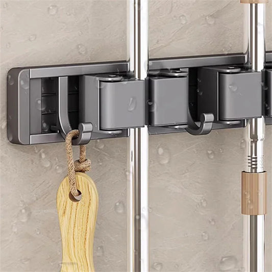 3/4 Hooks, Mop Holder Broom Organizer Rack