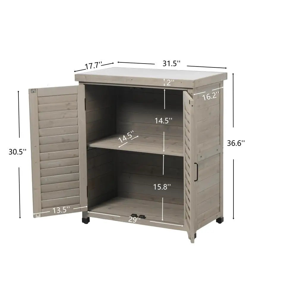 Potting Bench with Storage Cabinet and Metal Table Top  31x17x36''