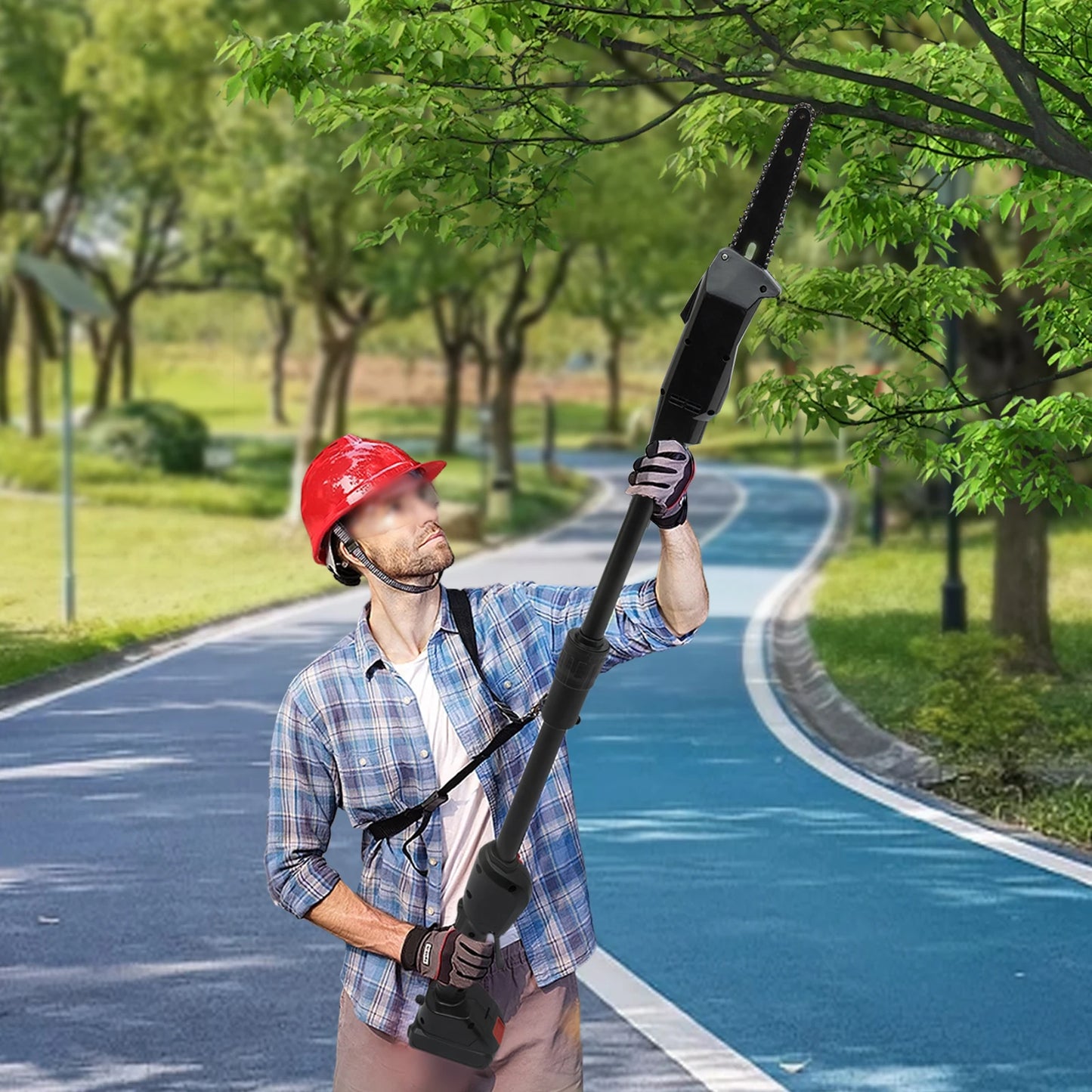 550W 1.25m Electric Chainsaw Cordless Chain Saw Telescoping Pole Pruning Tool With Battery