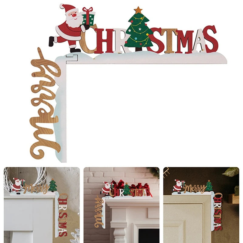 1PC DIY Wooden Door Frame Ornament Christmas Door Corner Frame ps