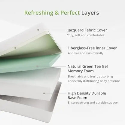 6 Inch Twin Mattress for Kids, Memory Foam with Cooling Green Tea Gel