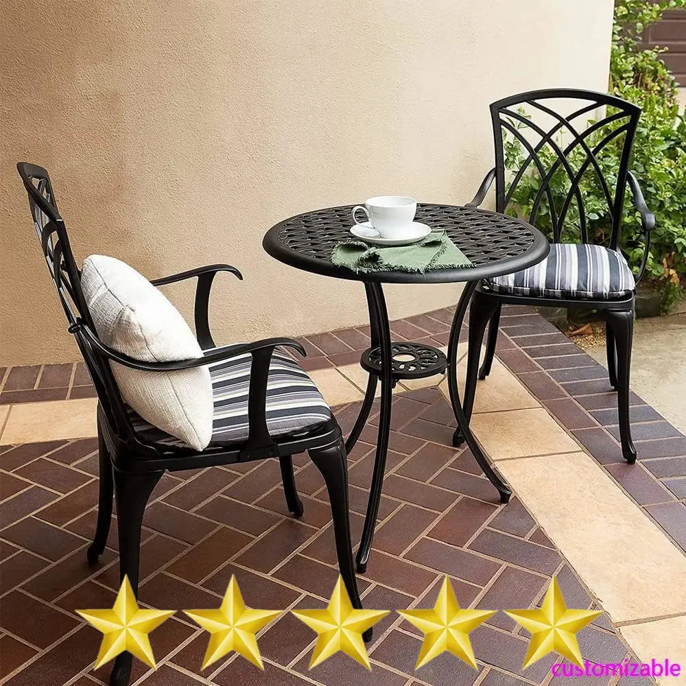 Bistro Set 3 Piece Outdoor Bistro Table and Chairs Set Table with Umbrella Hole