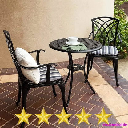 Bistro Set 3 Piece Outdoor Bistro Table and Chairs Set Table with Umbrella Hole