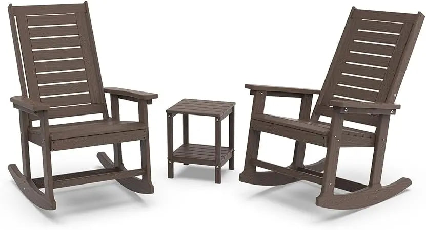 Outdoor Rocking Chair Set | 3-Piece  2 Rocking Chairs with 1 Side Table