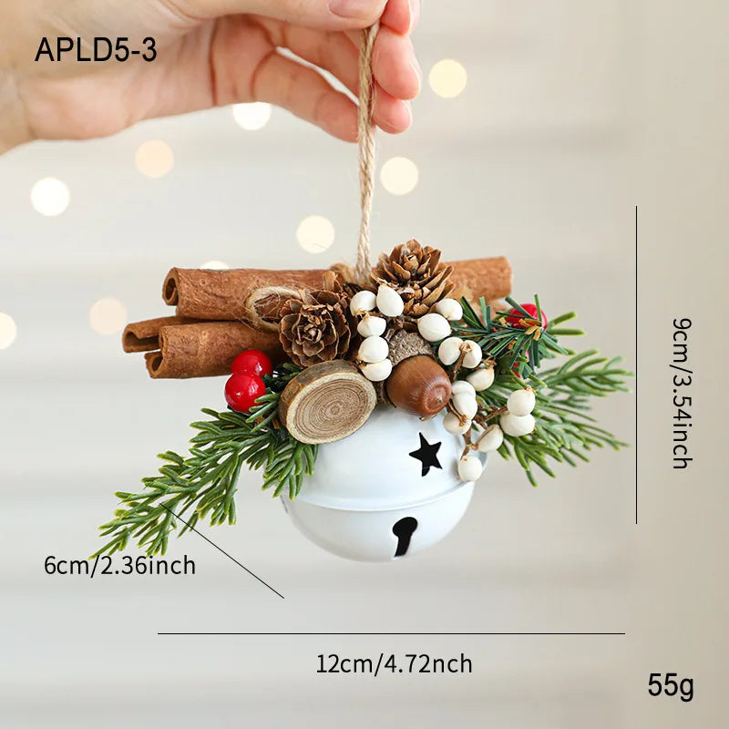 Christmas Bell Antlers Bow Pinecone Bell