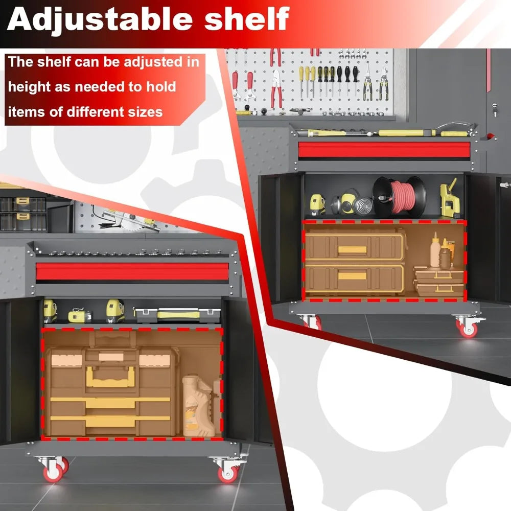 Metal Garage Storage Cabinet w/ Wheels