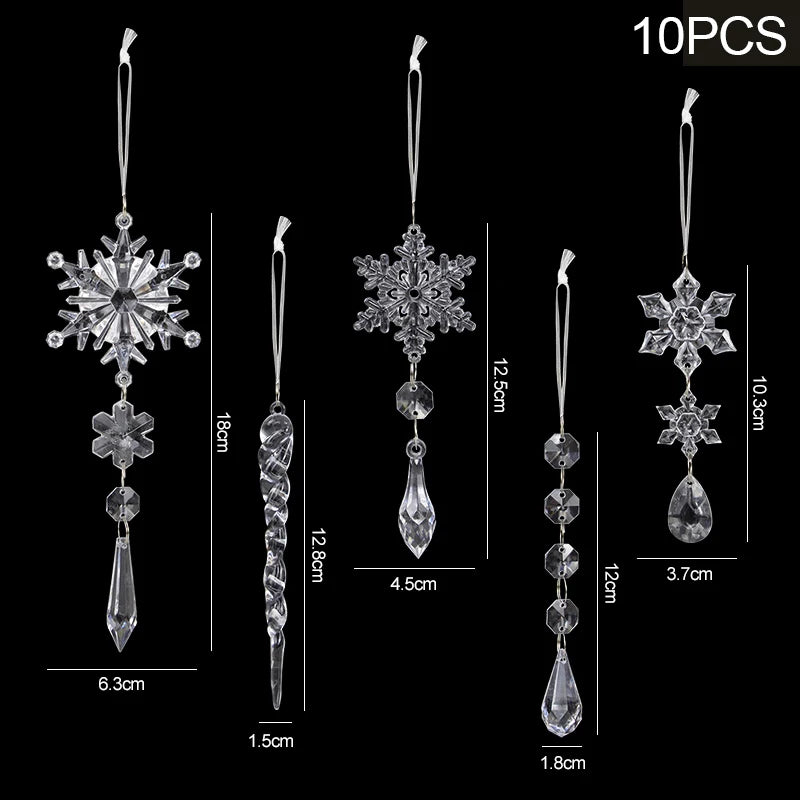 5/10Pcs Acrylic Snowflake Simulation Ice Pendants