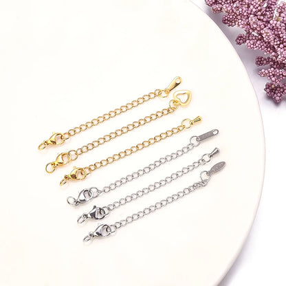 10pcs Stainless Steel Extension Chains Lobster Clasps Connectors