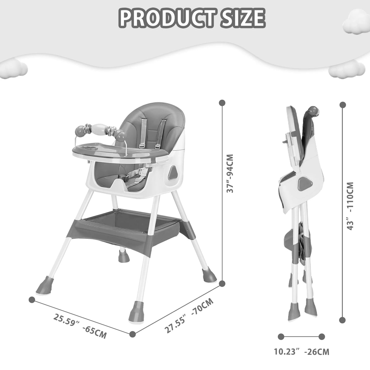 Foldable Baby High Chair 6 Months Plus