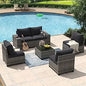 8 Piece Patio Furniture Set with 44” Fire Pit Table