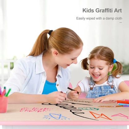 Kids Table and 4 Chairs Set, Height Adjustable