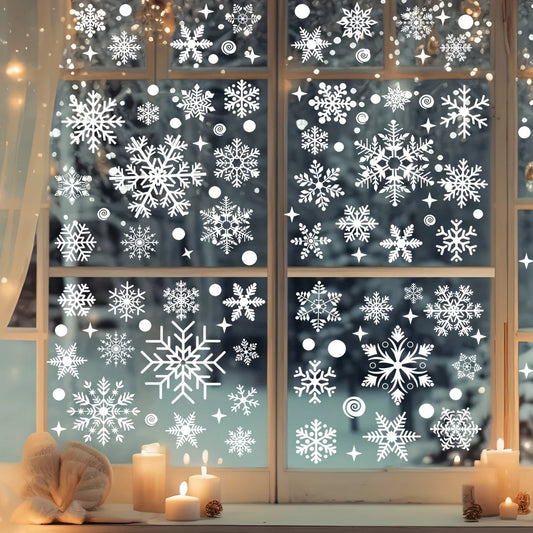 137 Christmas Snowflake Window Flowers - PVC Electrostatic Stickers for Glass