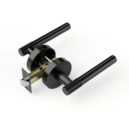 Privacy Door Handle Front Knurled Handle Lever Round Base