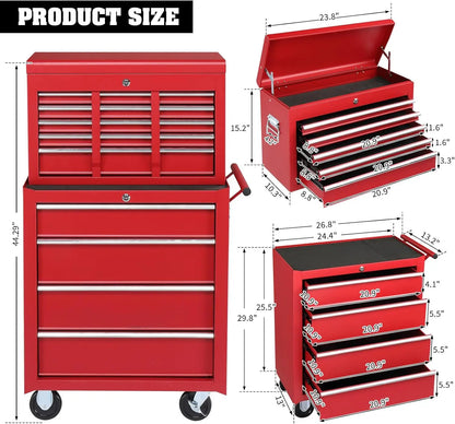 9-Drawer Rolling Tool Chest with Wheels & Lock & Key