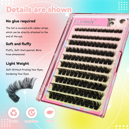 Individual Lashes 120 Pcs Self-adhesive Eyelash Cluster 10-12-14mm