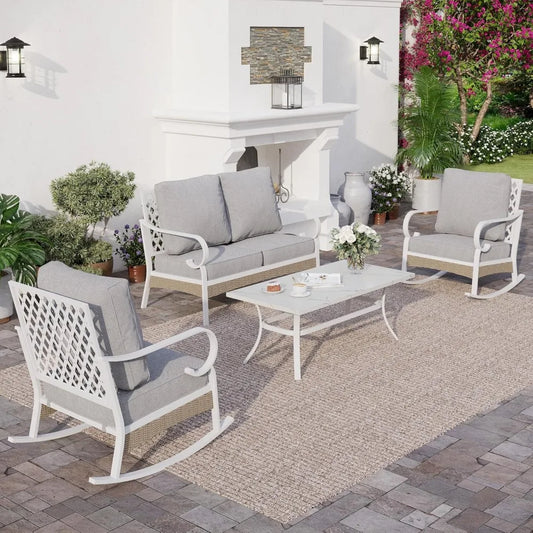 4 Piece Metal Outdoor Patio Furniture Set