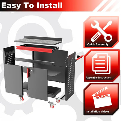 Metal Garage Storage Cabinet w/ Wheels