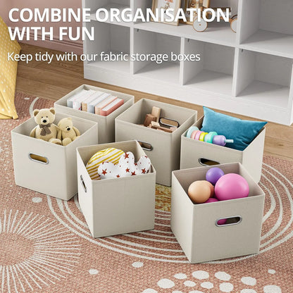 Wooden 12-Cube Storage Organizer Shelf with 6 Bins