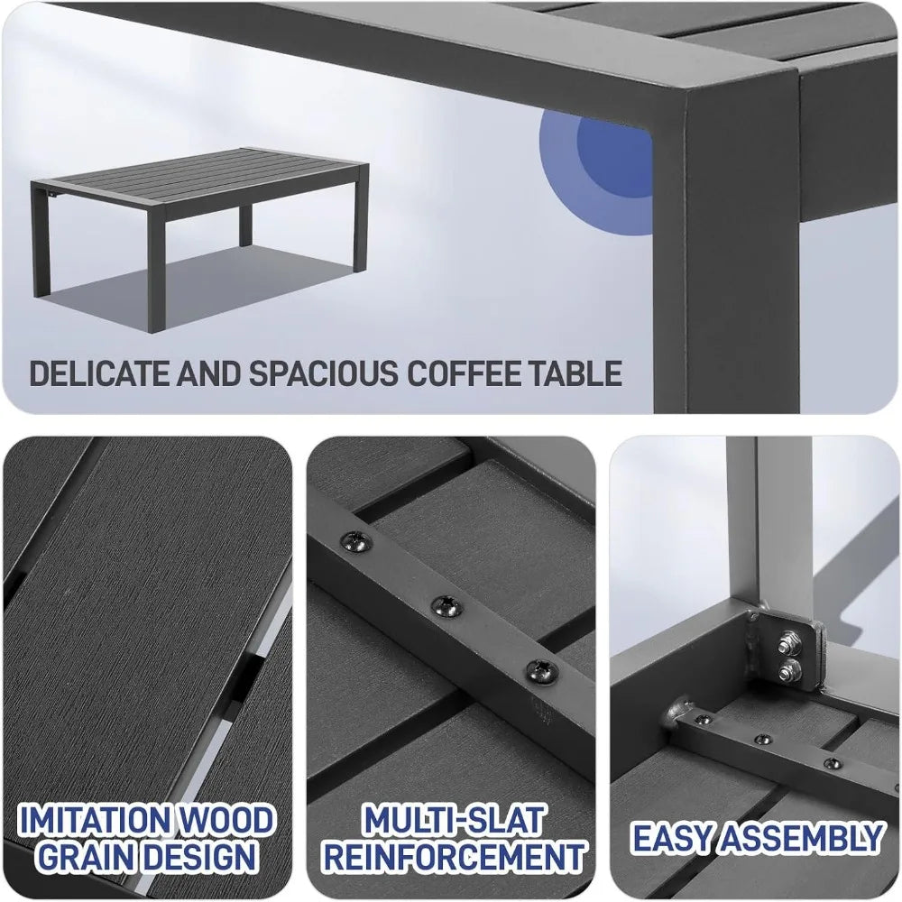 4-Seat Aluminum Outdoor Sectional Furniture Set with Thick, Washable Cushions