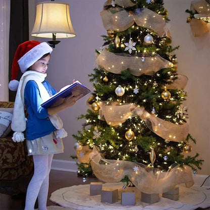 Golden Grid Ribbon Christmas Tree Decoration Mesh Tulle Roll